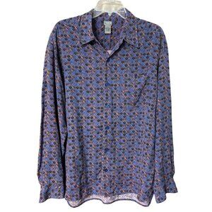 R & R Casuals  Mens Button-Up Shirt  L Multicolor Geometric Pattern Long Sleeve